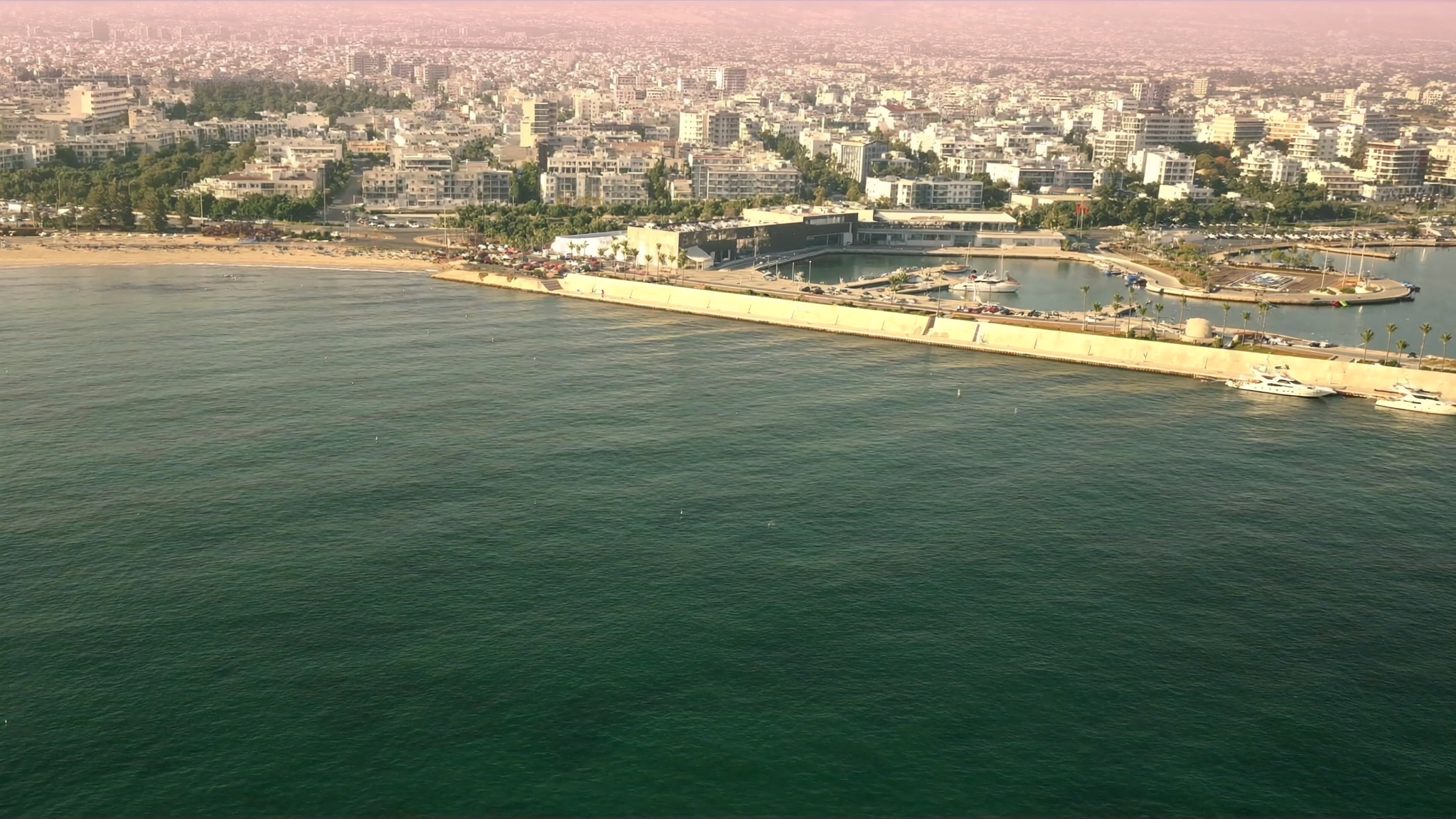 The Limassol coastline in Cyprus at golden hour